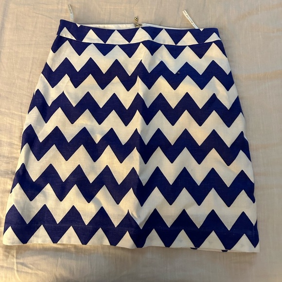 Kate Spade 100% Linen Robbie Skirt Chevron Blue White Mini Skirt - Picture 4 of 7